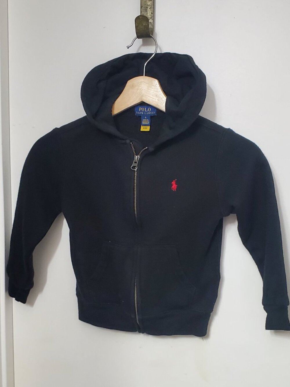 Polo Ralph Lauren Full Zip Black Hoodie Boys Size 5